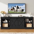 thumbnail image 4 of 70" Farmhouse TV Stand for 75 Inch TVs with Sliding Barn Door, Rustic Wood Entertainment Center Large Media Console Cabinet for Living Room, 4 of 7