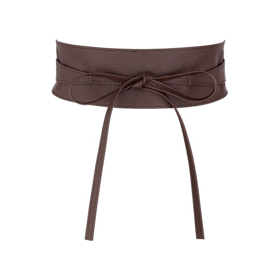 Cinturón envolvente de obi de cuero sintético para mujeres Inspire Chic para vestido de noche color café, talla única