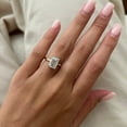 thumbnail image 3 of SOLITAIRE JEWELS 3.5Ct Emerald Cut Moissanite Diamond Hidden Halo Engagement Ring Solid 10K Two Tone Gold, 3 of 6