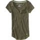 thumbnail image 1 of Aeropostale - Camiseta henley con costura cosida para mujer, verde, pequeña, 1 of 1