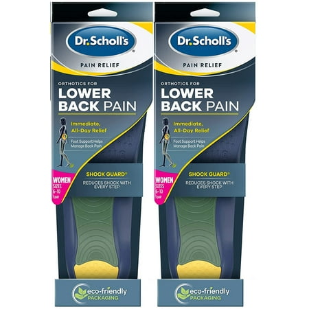Dr. Scholls Pain Relief Orthotics For Lower Back Pain For Women With Shock Guard, Size W 6-10, 1 Pair, 2 Pack