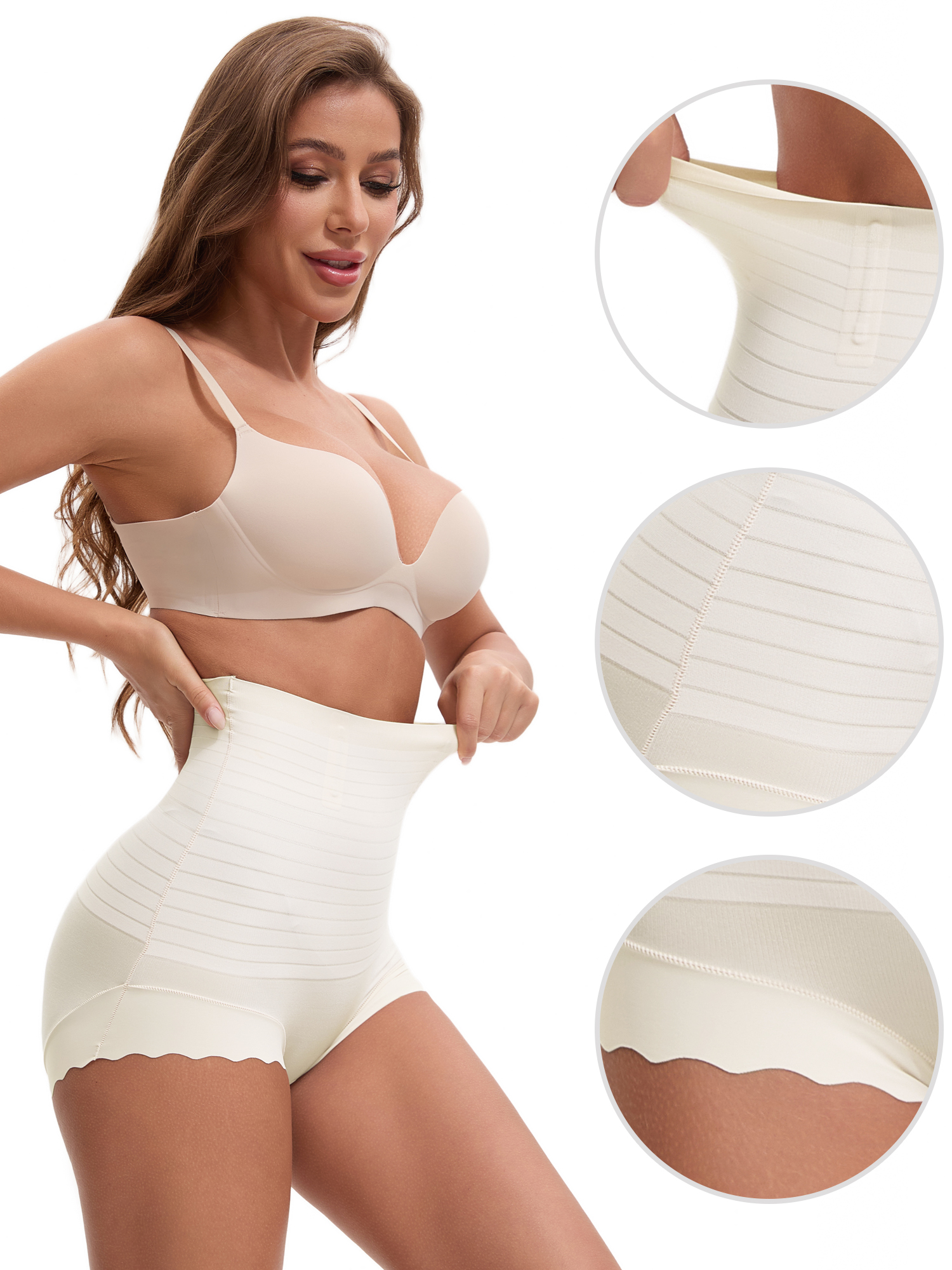Unique Bargains Women's Shapewear Panties with High Waist and Comfortable Fit S Beige