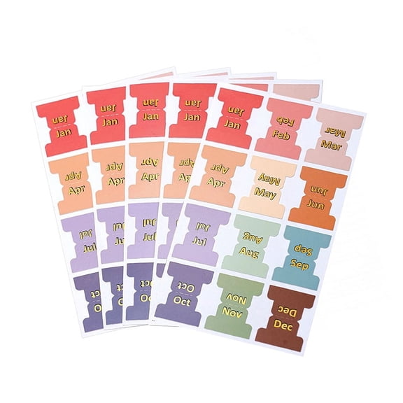 60pcs/5 Sheets Colorful Monthly Tabs For Planner Adhesive Planner Index Stickers Decorative For Office Planners Organizations