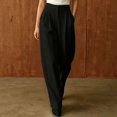 thumbnail image 2 of Risckoth Women's High Waist Pleated Barrel Suit Pants, Solid Business Casual Tapered Trousers S-2XL, 2 of 5