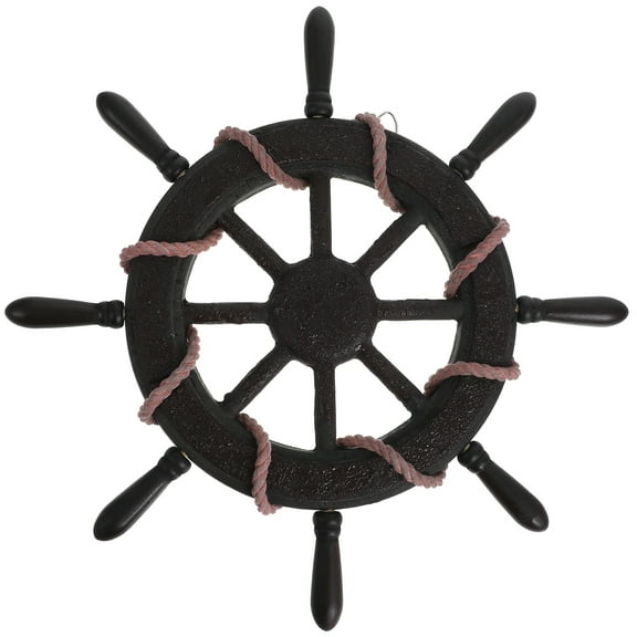 FRCOLOR Vintage Wooden Ship Wheel Wall Hanging Nautical Decor Nautical Wall Decoration Boat Ship Steering Wheel Ornament Wood Rudder Pendant