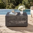 thumbnail image 3 of XIZZI 27.17" Outdoor Coffee Table with Umbrella Hole, All-weather Patio Side Table with Solar LED, IP44 Waterproof, Rust-resistant Metal Cutout Design, Gray, 3 of 8