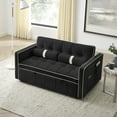 thumbnail image 5 of Muumblus 55" Pull Out Sofa Bed - Tufted Velvet Convertible Loveseat Sleeper Sofa Couch for Living Room, Black, 5 of 10