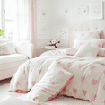 thumbnail image 6 of JOLUSERE Fluffy Flannel Duvet Cover Queen Set, 3-Piece Faux Rabbit Fur Luxury Cozy Warm Winter Bedding Set,Pink Heart White, 6 of 12