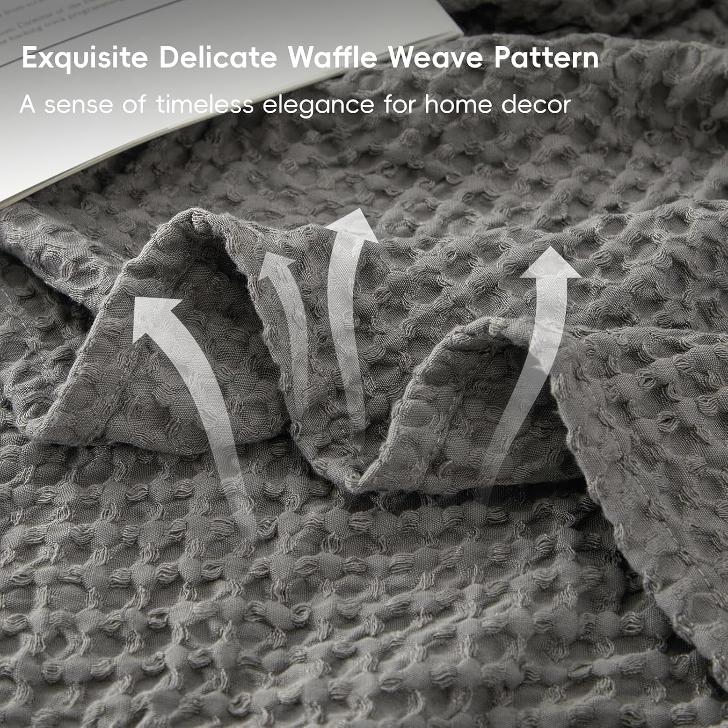 PHF Ultra Soft Waffle Weave Blanket Twin Size, Washed Lightweight Summer Breathable Blankets for Hot Sleeper, Grey, 66x90 inches