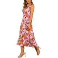 thumbnail image 4 of Vestido Midi Floral Sin Mangas con Abertura para Verano de INSPIRAR CHIC para Mujeres XL Rosa, 4 of 6