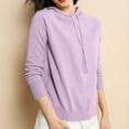 thumbnail image 4 of Lightweight Knitted Sweatshirts for Women 2025 Fall Long Sleeve Loose Fit Plain Hooded Sweatshirt Pullover Tops, 4 of 5