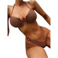 thumbnail image 2 of Conjunto de bikini de dos piezas para mujer sujetador de levantamiento de senos con cuello halter + traje de baño de tanga de color en contraste VISgogo, 2 of 6
