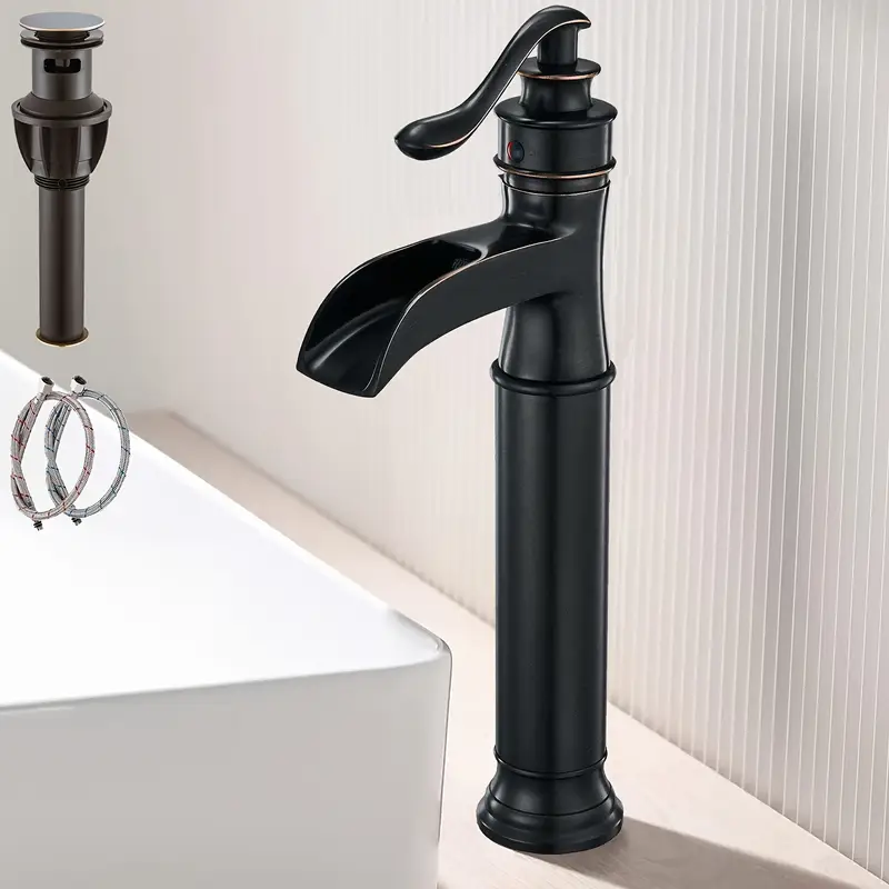 Oil Rubbed Bronze Bathroom Sink Faucet Single Handle Vessel Mixer Tap With Drain