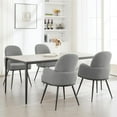 thumbnail image 6 of Gray Dining Chairs Set of 4, Modern Boucle Fabric Upholstered Kitchen Dining Chairs with Arms and Sturdy Metal Legs for Restaurant Cafe Living Room Bedroom, 6 of 9