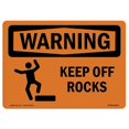 thumbnail image 1 of SignMission OS-WS-A-1218-L-12217 Panneau d'Avertissement OSHA de 12 x 18 Po - Éloignez les Rochers avec le Symbole, 1 of 1