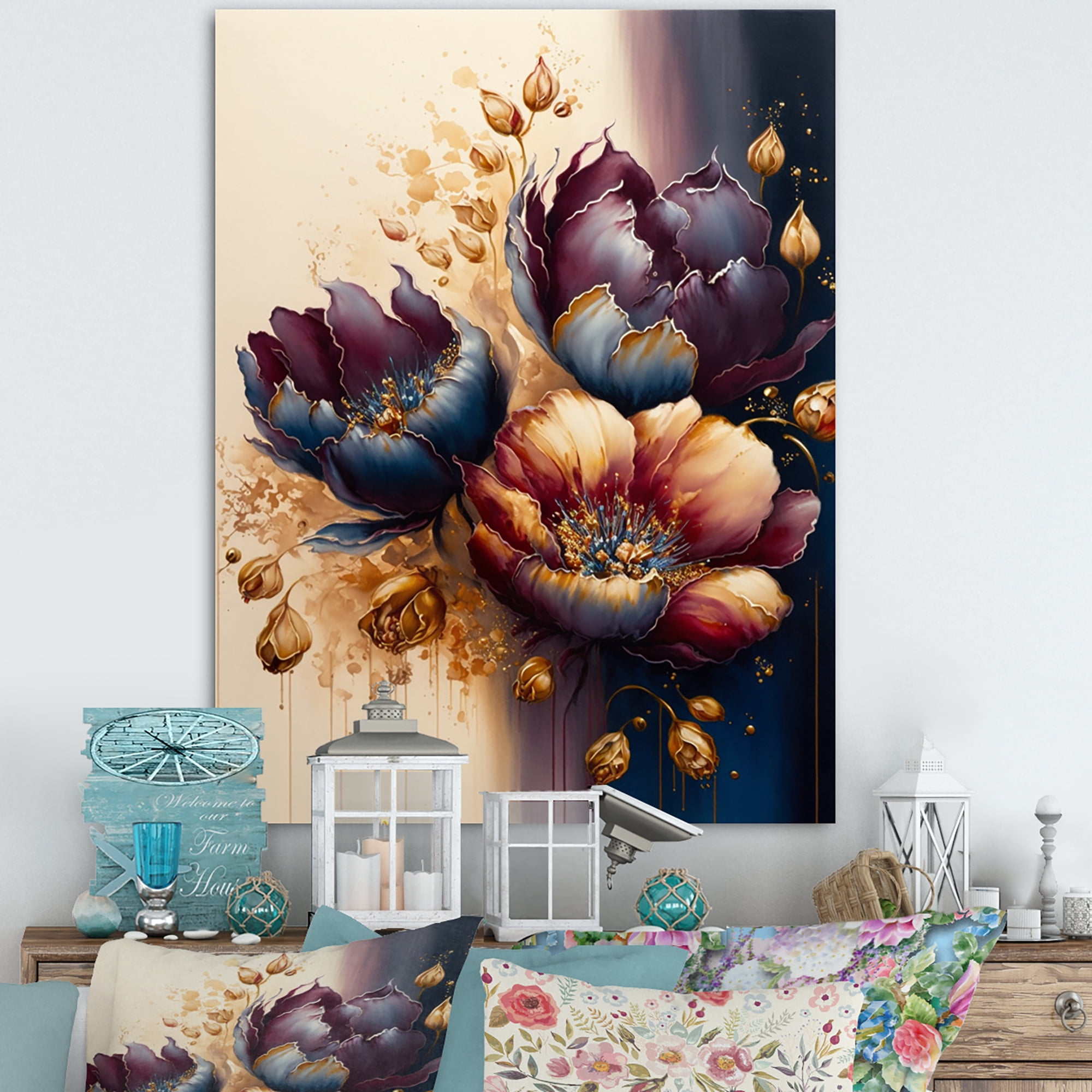 Designart Night Shade Tulip Design V Canvas Wall Art