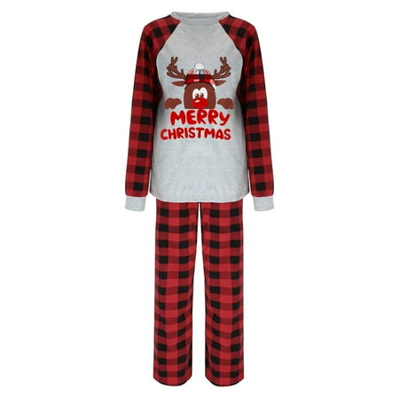 

Family Christmas Hat Pajamas Set Plaid Print Xmas Sleepwear Homewear For Mom