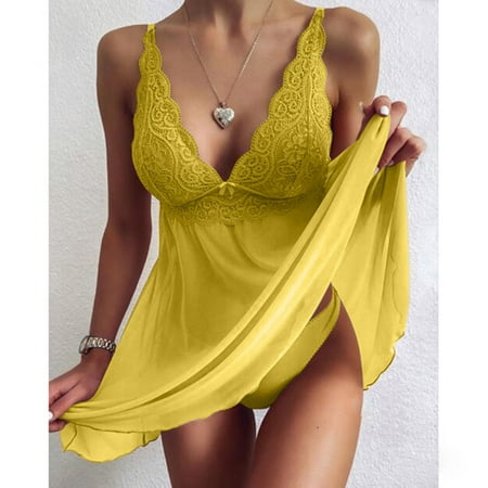 

bvgfsahne Sexy Underwear Women Suspenders Lace Transparent Dress Pajamas Lingerie