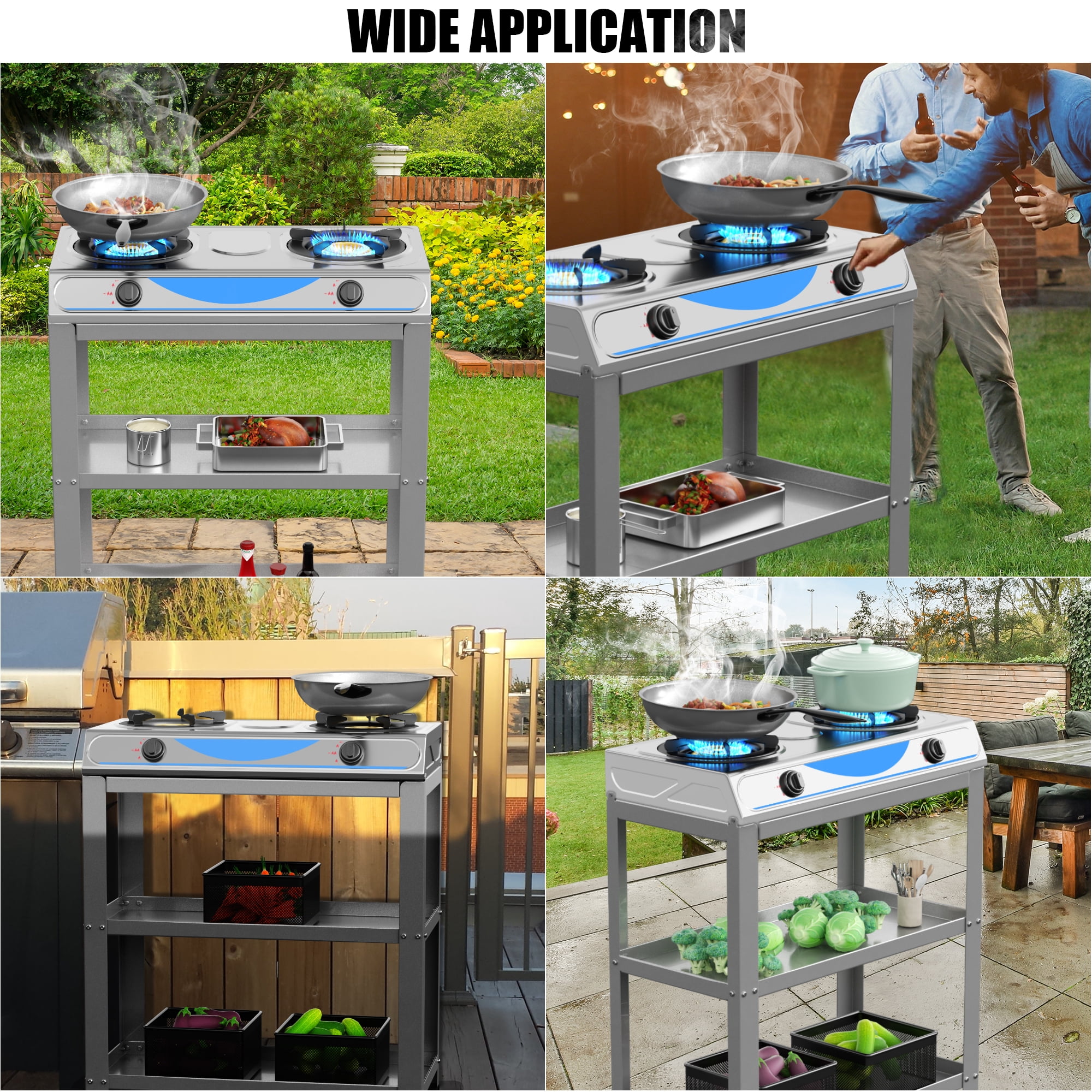 Propane Gas Stove,2 Burner Propane Burner, with Removable Leg,Auto Ignition Camping Stove,Portable Gas Stove for RV, Apartment, Outdoor