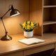 thumbnail image 2 of Tulipanes artificiales en miniatura en maceta, bonsái de flores artificiales para decoración de interiores, macetas falsas para escritorio, estante, hogar, oficina, decoración de flores, 2 of 6