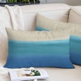 thumbnail image 2 of Blue Teal Beige Ombre Throw Pillow Covers, Modern Abstract Art Abstract Soft Breathable Pillow Cases with Invisible Zipper for Sleeping, Toddler Pillowcases for Couch Bed Sofa Chair 12x20 Inches, 2 of 9
