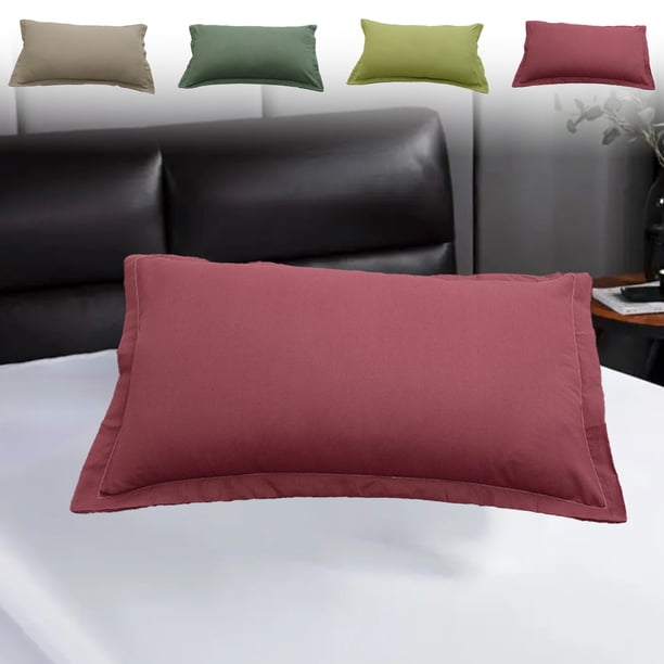 Juego de 4 Fundas de Almohada de Poliéster, Color Liso, Tamaño Estándar de 48 X 74 Cm, Suave y Transpirable, para Dormir En Rojo, Verde Claro, Caqui y Verde.