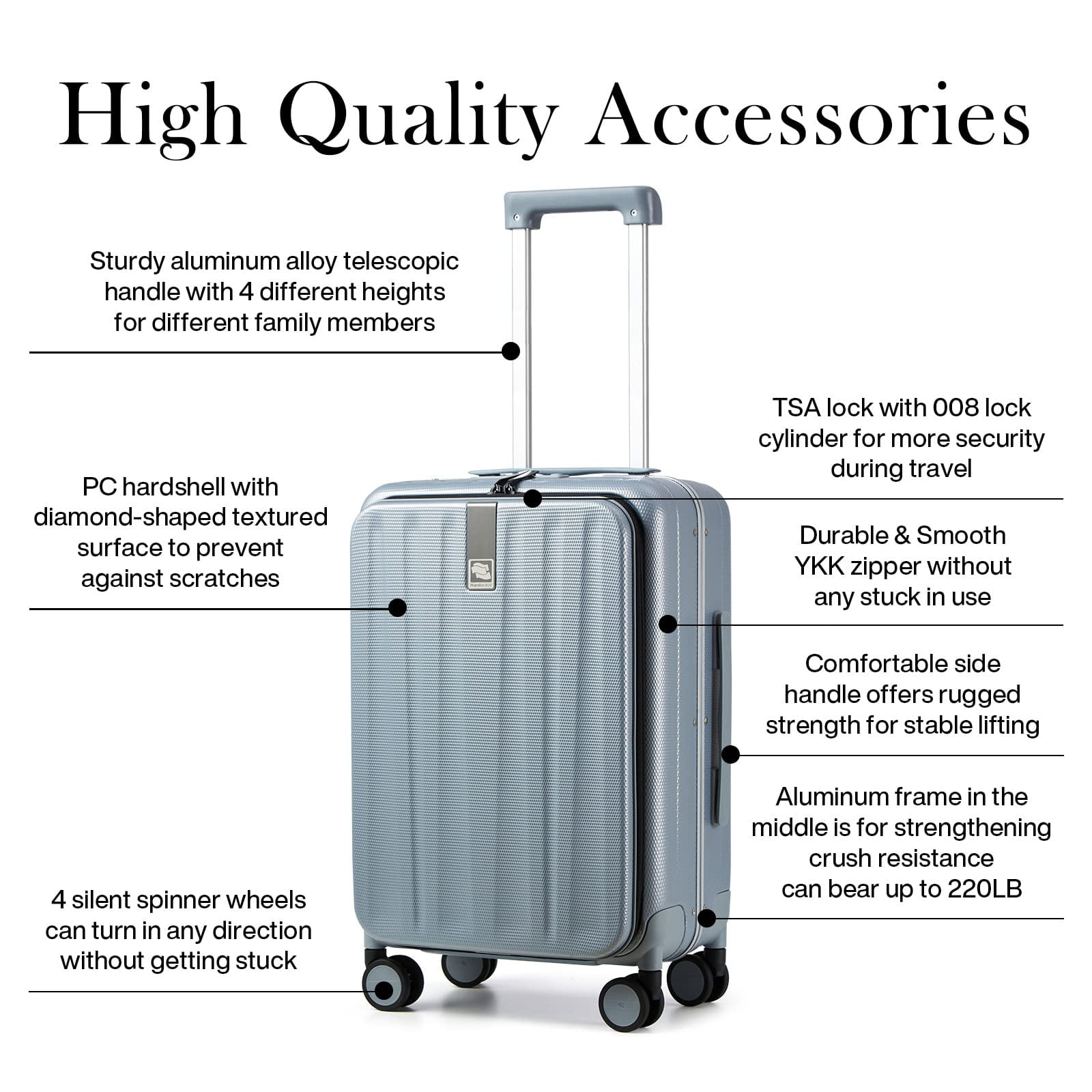 20222426 Inch Travel Suitcase Front Open Cover Multifunctional