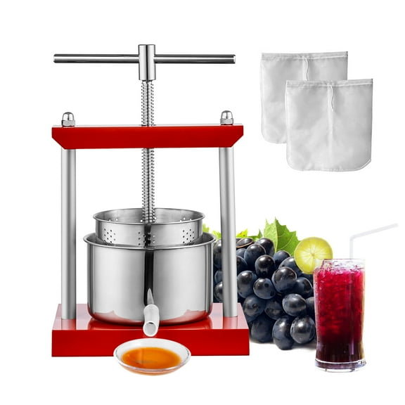 KFFKFF Fruit Wine Press Manual Press for Wine Making 1.6 Gal/6L Stainless Steel