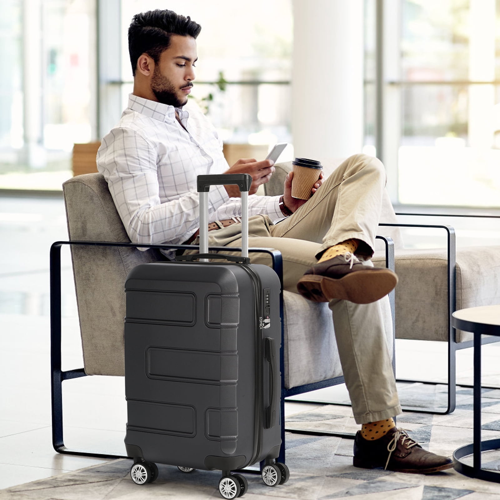 Luggage 3-Piecesv set Spinner Wheels TSA Lock For Travel Gray 20"24"28"
