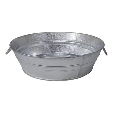 105LFT 3 Gallon Hot Dipped Steel Low Flat Tub, Silver Limited Edition