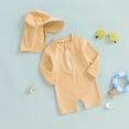 thumbnail image 4 of Tiijoy Boys Striped Zipper Long Sleeve Rashguard 1-Piece Swimsuit & Hat, Sizes 0-24 Months, 4 of 8