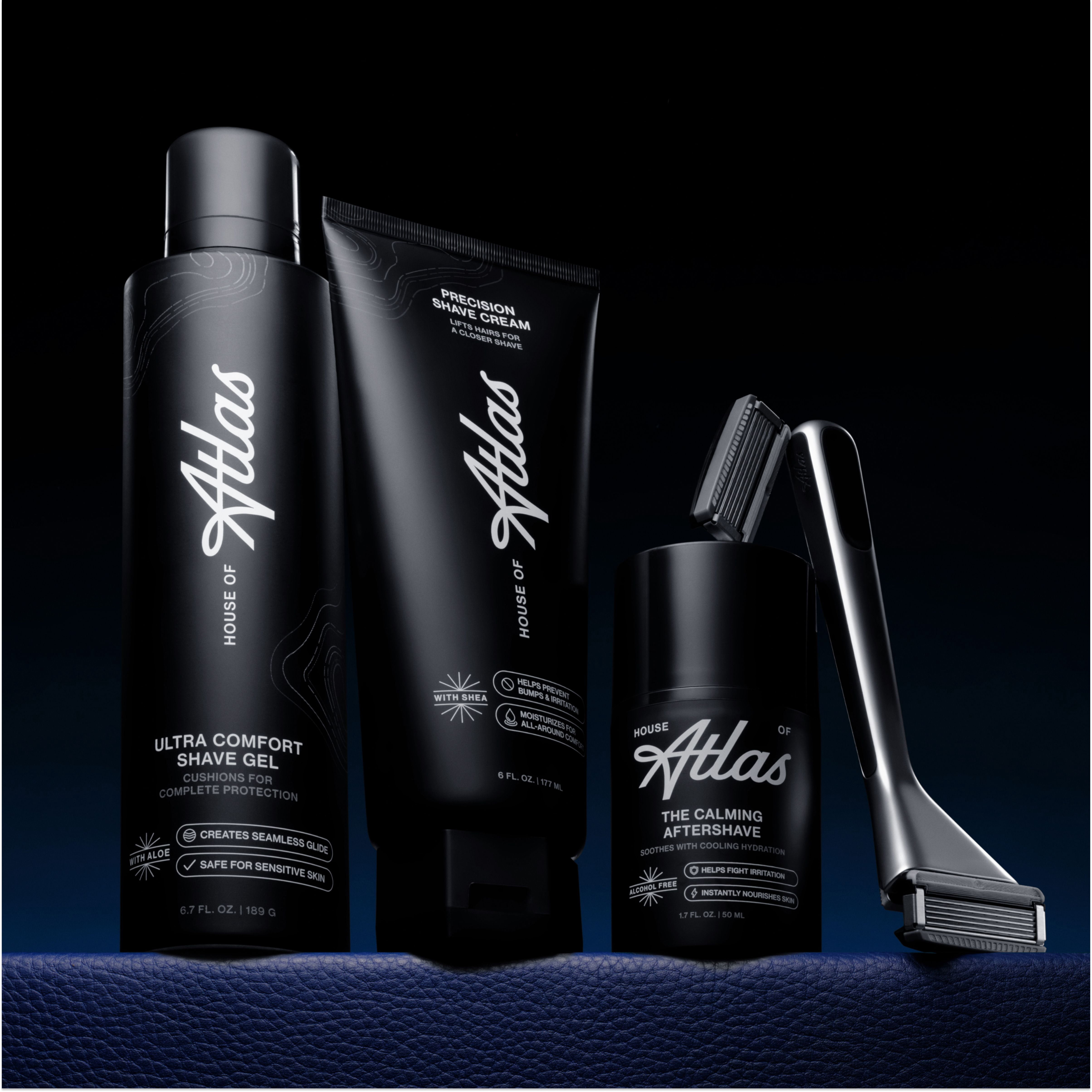 House of Atlas Premium Razor Kit - Matte Black - 5ct: Whole Body, All Hair Types, Reusable Razor, 5 Blades