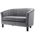 thumbnail image 3 of Tufted Armchair and Loveseat Sofa Set, Velvet, Grey Gray, Modern Contemporary Urban Design, Living Lounge Room Hotel Lobby Hospitality, 3 of 6