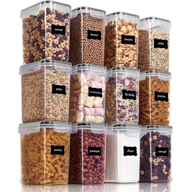 U Chef Contenedor para almacenar alimento 100% hermético, Recipient de almacenamiento de comida, cereal, pastas y líquidos (12 piezas) (12)