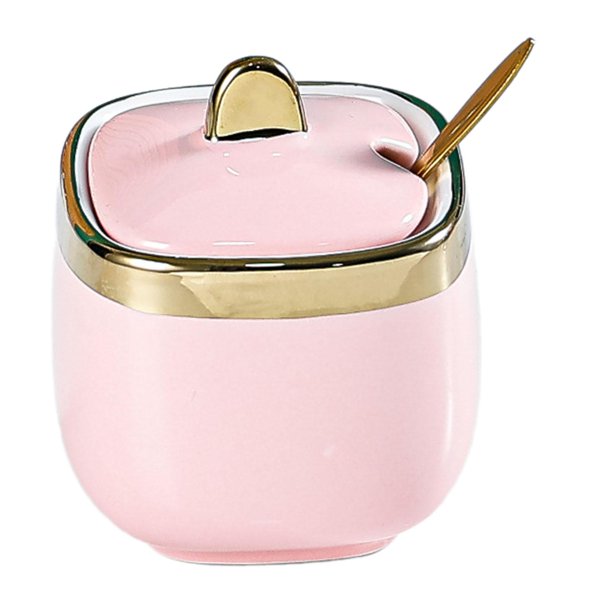 Azucarero de cerámica perfecl recipiente para sal caja de cocina tarro de almacenamiento Cuadrado rosa