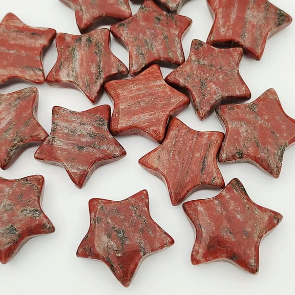 MATROOY 20pcs Natural Sesame Stone Quartz Healing Star Gemstone for Home Decor 25x6mm
