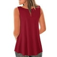 ALLLIST Womens Tops Clearance Under 5 Red Solid Sleeveless Crew Neck