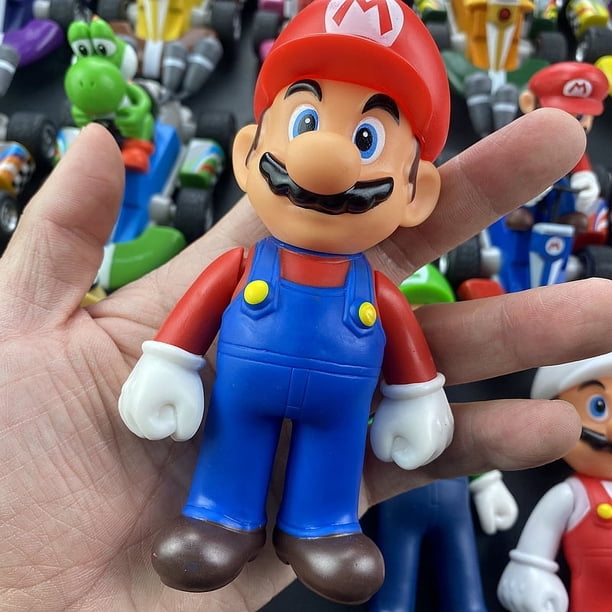 Super Mario Pull Back Car Green Yoshi Donkey Kong Bowser Luigi Toad Princess Peach figura de acción juguetes Anime Game Doll, regalo para niños