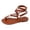 Brown, variant on Women's Retro Sandals Cut out Open Toe Flat Ankle Wrap Lace up Gladiator Slip on Lightweight Summer Outdoor Beach Shoes Brown Size 9.5