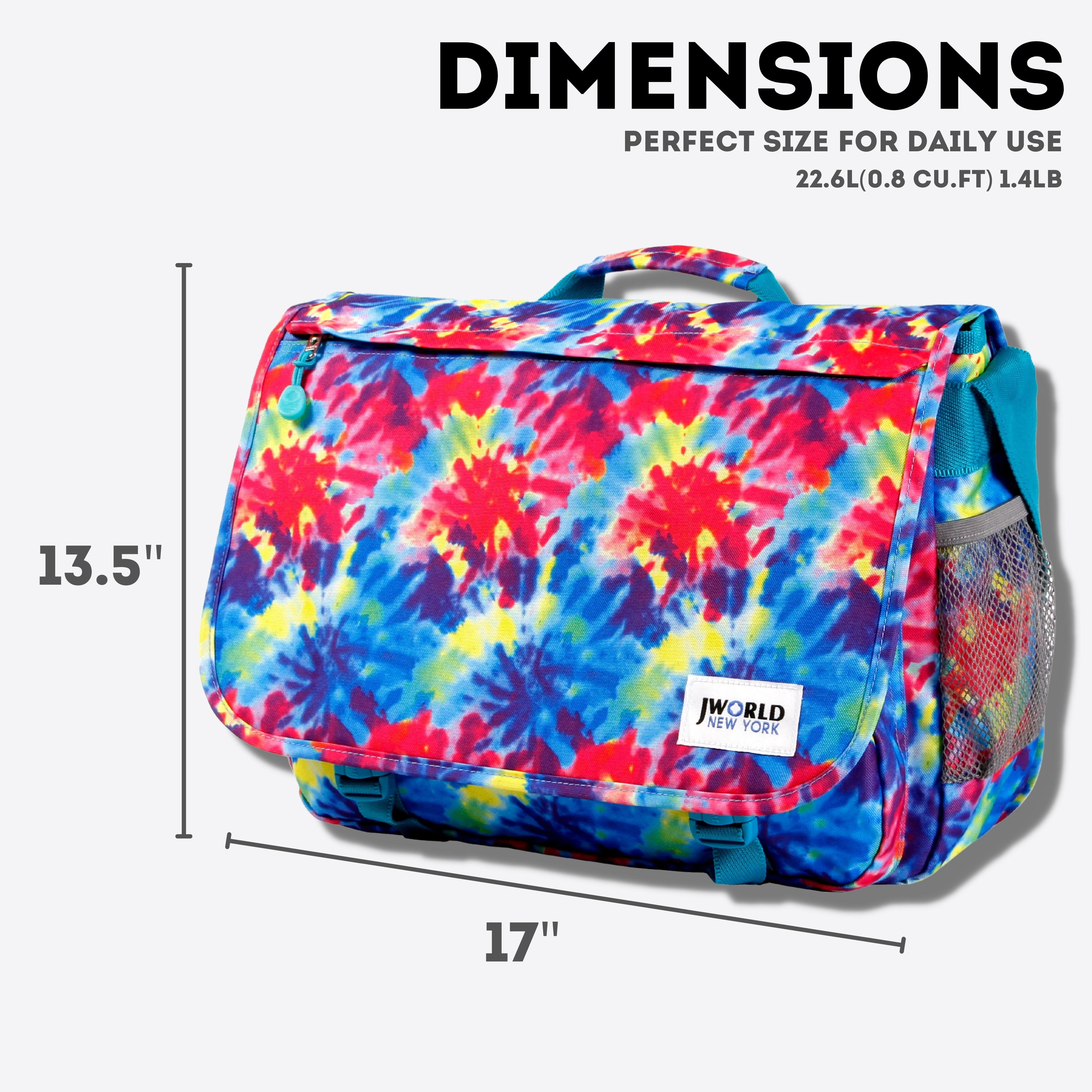 J World Unisex Thomas 16" Messenger Bag With Laptop Sleeve For School And Travel, Tie Dye