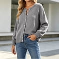 thumbnail image 5 of VSSSJ Women's Button Down Knit Cardigan Round Neck Loose Solid Long Sleeve Sweater Jacket Outerwear Casual Fall Winter Outfits Gray XL, 5 of 7