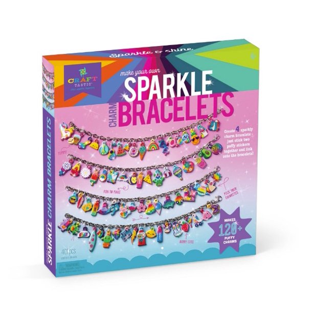Crafttastic Sparkle Charm Bracelets Craft Kit Makes 4 Customizable