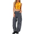 thumbnail image 2 of INSPIRAR CHIC Blusa de Mujer Cuello Mock Con Cremallera Delante Sin Mangas Holográfica Brillante Tops de Fiesta L Dorado Oscuro, 2 of 6