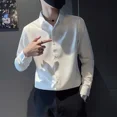 thumbnail image 3 of Camisas para hombre Camisa blanca lisa de manga larga para hombre Ropa popular coreana Trendyol Casual Cosas baratas con estilo coreano Original, 3 of 4