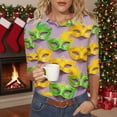 thumbnail image 1 of Xuyuer Mardi Gras Printed Shirt - Ladies' 3/4 Sleeve Crewneck Top for Festival Celebrations, Carnival Themed Parties, Vibrant Holiday Seasonal Fashion & Eye-Catching Parade Ready Apparel, 1 of 9