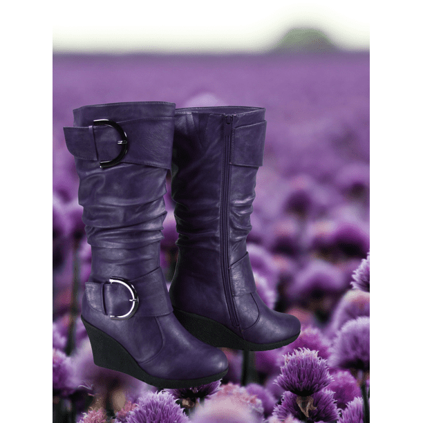 Purple wedge boots clearance