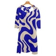 thumbnail image 6 of Abstract Blue Beige Swirl Art Womens Summer Dress Tie Back A Line Flare Dress, 6 of 9
