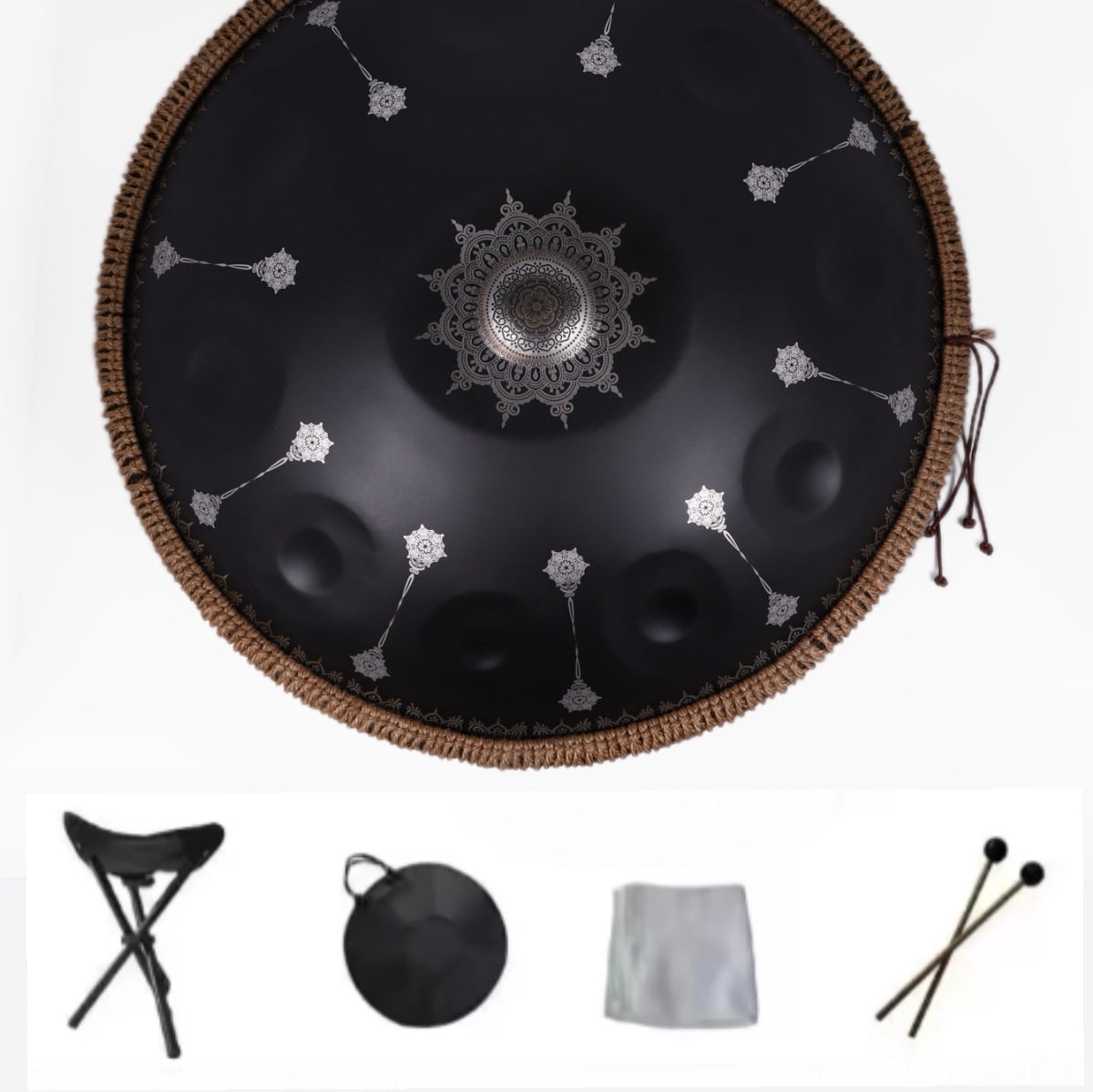 Mandala Pattern Steel Tongue Drum 440Hz - D Minor 10 Notes Handpan Percussion Instrument