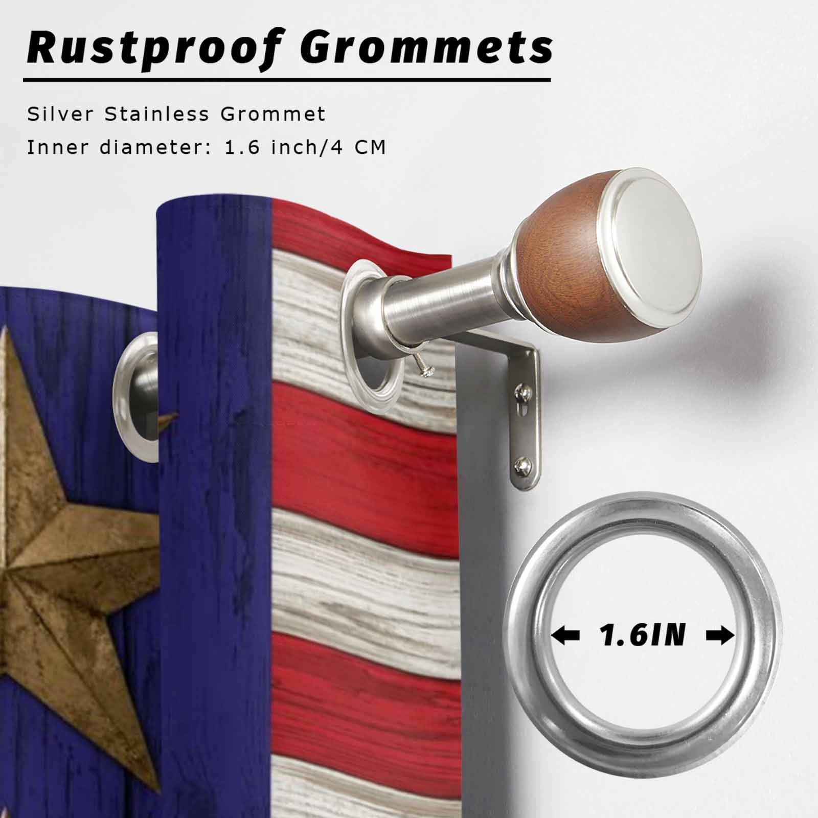 Independence Day Outdoor Curtains for Patio, Retro America Blue Gold Star Red Wood Grain Sunshade Privacy Drapes Grommet Waterproof Outside Curtains for Porch/Cabana/Balcony 54"x 108", 1 Panel