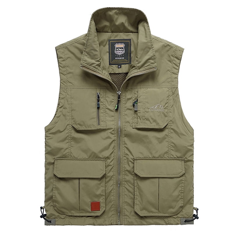OmicGot Summer Mesh Thin Multi Pocket Vest For Male Big Size Male Casual 4 Colors Sleeveless Jacket With Many Pockets Reporter Waistcoat Walmart